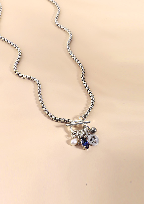 שרשרת סוגר טי צארמס מגן דוד | כסף