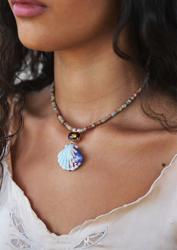 שרשרת סרינה צדפה תכלת